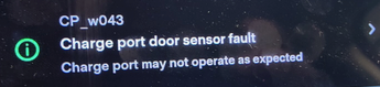 Tesla "Charge port door sensor fault" alert clear