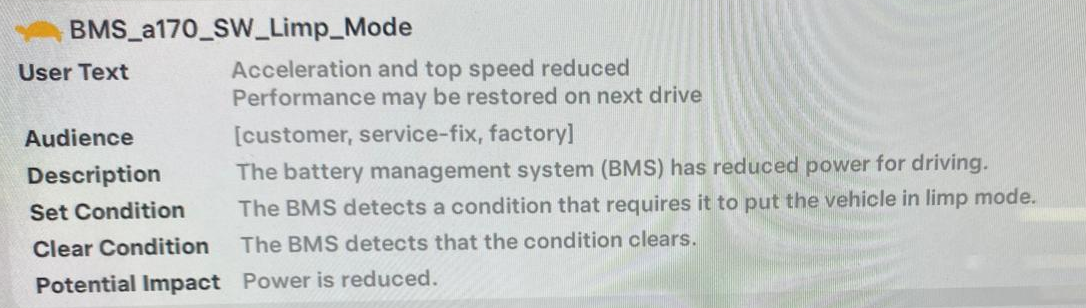 Tesla-Alarm „Beschleunigung und Höchstgeschwindigkeit reduziert“ BMS_a170 behoben