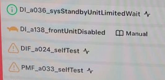 Tesla "PMF_a033_selfTest" alert clear