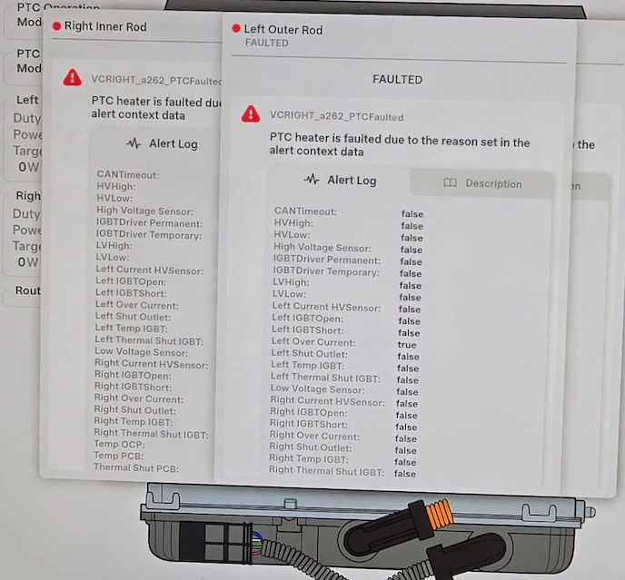 Tesla "VCRIGHT_a262" alert clear