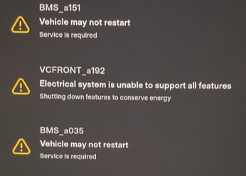Tesla "BMS_w035" alert clear