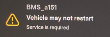 Tesla "BMS_w151 Vehicle may not restart" (BMS_f151, BMS_a151)