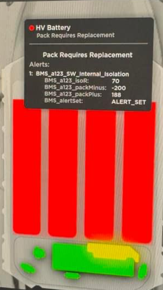 Tesla "BMS_a123_SW_Internal_Isolation" alert clear