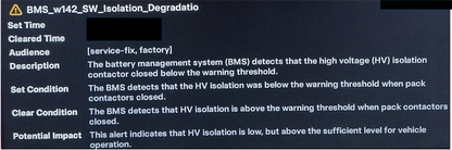 Tesla BMS_w142 alert clear