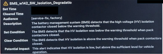 Tesla BMS_w142 alert clear