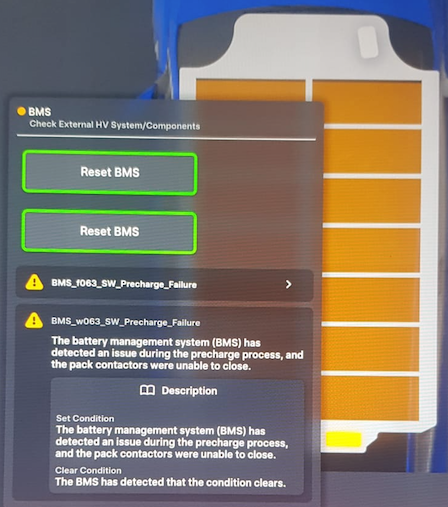 Tesla BMS_w063, BMS_f063 clear alert