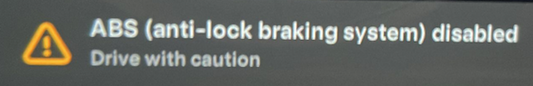 ABS (anti-lock braking system) disabled alert clear Tesla