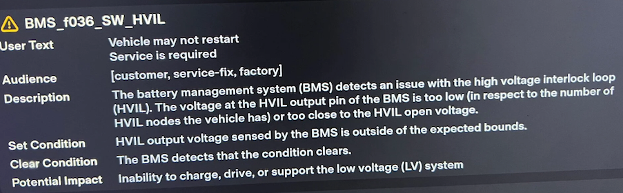 Behebung der Tesla BMS_w036-Warnung „Fahrzeug startet möglicherweise nicht neu“