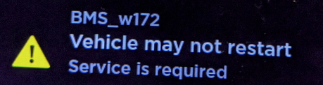 Tesla "BMS_w172 Vehicle may not restart" Alert