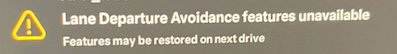 Fix Tesla "Lane Departure Avoidance feature unavailable" Alert