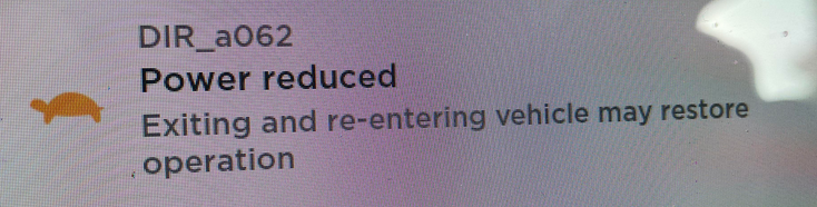 Tesla "Power Reduced" alert clear