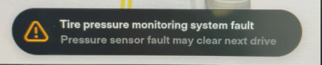 Tesla "Tire pressure monitoring system fault" alert clear/reset