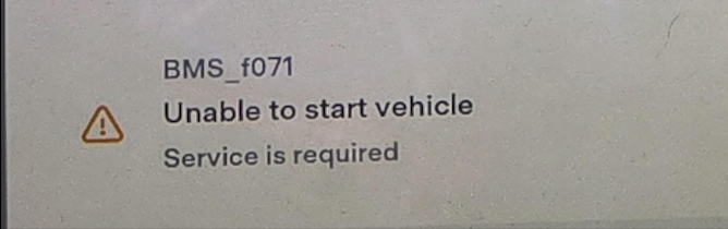 Tesla "Unable to start vehicle" BMS_f071 How to fix