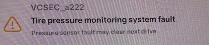 Tesla "Tire pressure monitoring system fault" alert clear/reset