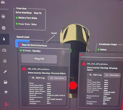 Tesla DIR_a149_oilPumpFailure Powertrain requires service alert clear